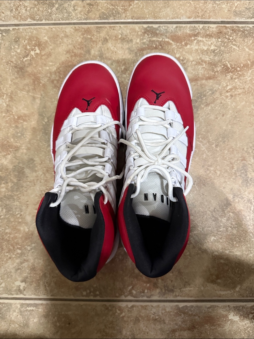 Jordan Men’s Basketball Sneakers in Red, White & Black
